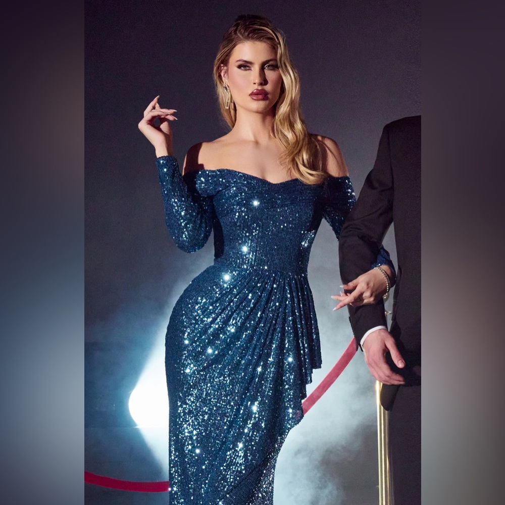 Cinderella divine evening sequin dress blue